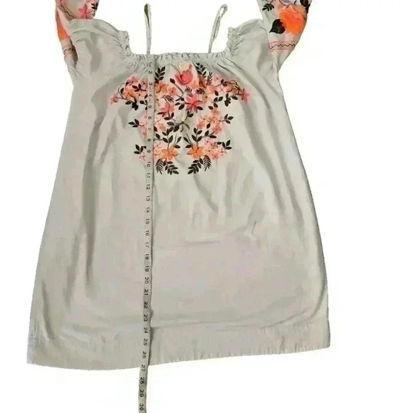 Free People Womens Blue Fleur Du Jour Embroidered Dress Off Shoulder Boho Sz S - Picture 13 of 14